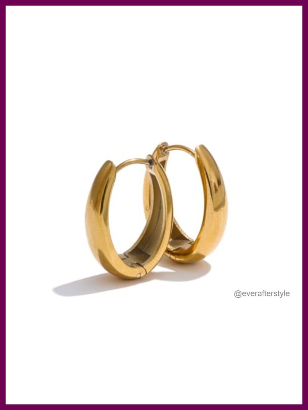 18K Gold Plated Hoop Earrings 18K PVD Coated Stainless Steel Chunky Hoops